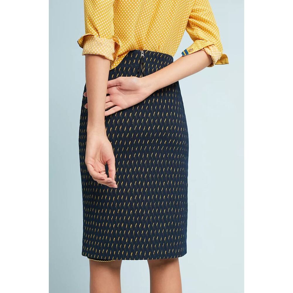 Anthropologie Maeve Hannon Cotton Bled Knit Textured Layered Pencil Skirt - Picture 4 of 13